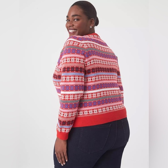NWT Lane Bryant Classic Long Sleeve Button Front Fair Isle Cardigan Size 26/28 - Picture 3 of 11